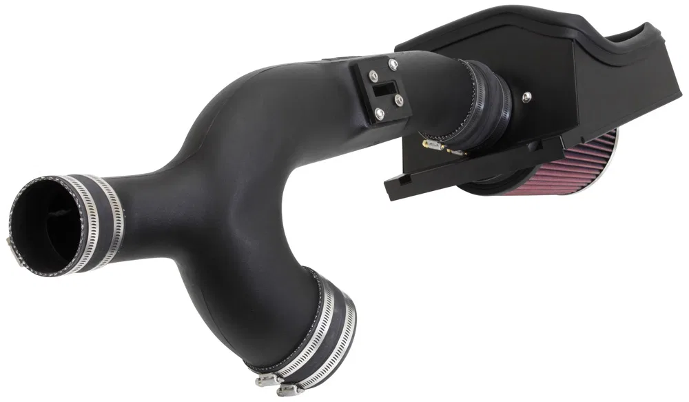 57-2583 – K&N FILTER Cold Air Intake, Black Polyethylene Tube Red Filter With Heat Shield - view 3